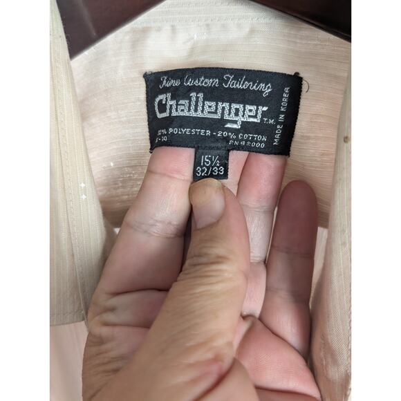 Disco Shimmer Stripe Vintage 70s Challenger Men’s Shirt Beige Stripe Long Sleeve - Picture 5 of 10